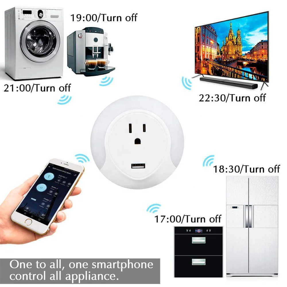 Tuya Smart WiFi Socket USB Remote Alexa Google Voice Control Us Electrical Plug