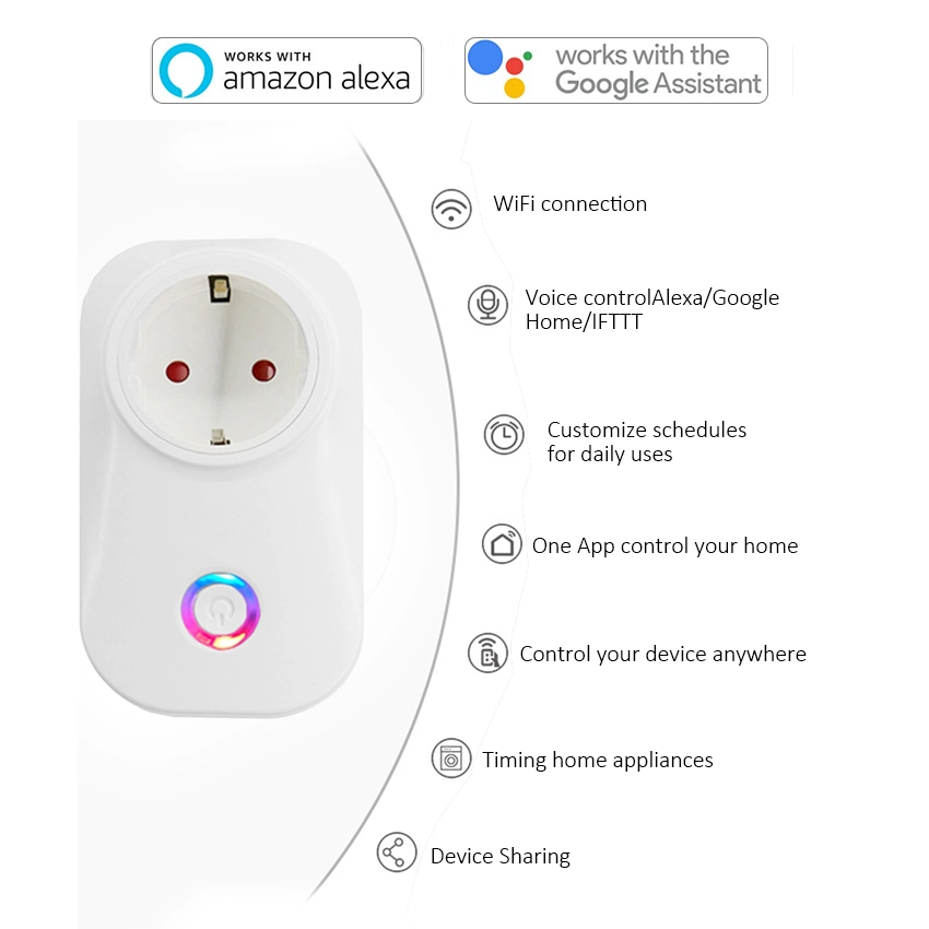 Hot Sell Smart Life WiFi Smart Plug Remote Control 220V EU Plug Socket Voltage Safe Protector Wall Plug